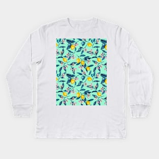 Lemon branches with blossoms and fruit 3 Kids Long Sleeve T-Shirt